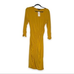 Inc International Concepts Womens Puff Sleeve Wrap Dress Gold Size 10 main image 0
